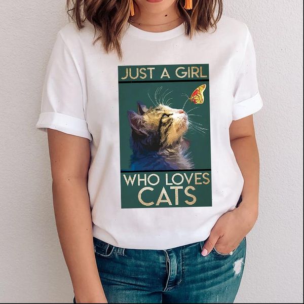 women graphic girl love cat animal printing short sleeve cartoon lady clothes clothing tees print female tshirt t shirt, White
women graphic girl love cat animal printing short sleeve cartoon lady clothes clothing tees print female tshirt t shirt, White