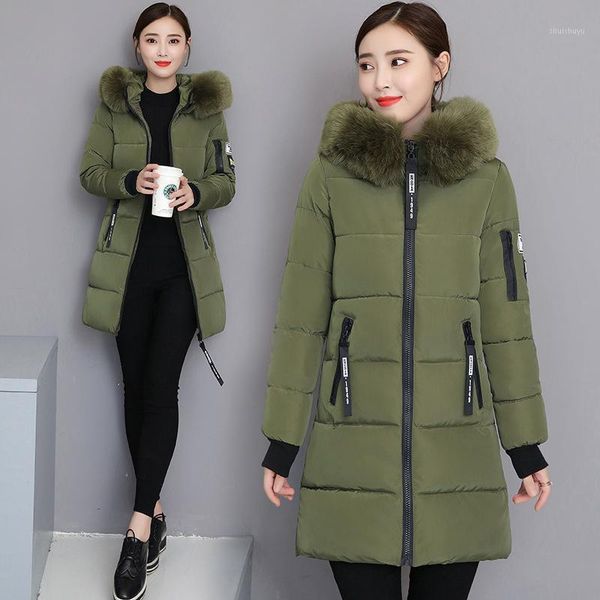 women's down & parkas winter clothes women style cotton jacket mid-length thicker korean hooded big fur collar plus size coat chaquetas, Black
women's down & parkas winter clothes women style cotton jacket mid-length thicker korean hooded big fur collar plus size coat chaquetas, Black