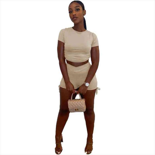 two piece set drawstring womens pants crop shirt short sportsuit spring clothes for outfit, White
two piece set drawstring womens pants crop shirt short sportsuit spring clothes for outfit, White
