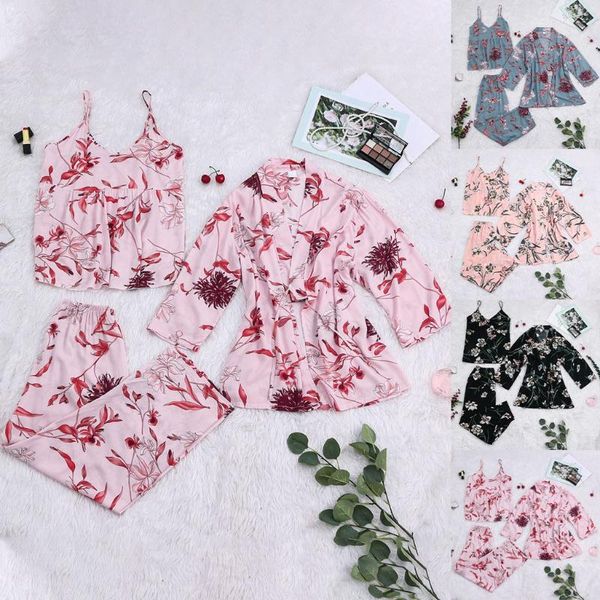 women's sleepwear 3 pieces floral robes elegance kimono bathrobe women silk casual + cami pants pyjamas sets wedding robe, Black;red
women's sleepwear 3 pieces floral robes elegance kimono bathrobe women silk casual + cami pants pyjamas sets wedding robe, Black;red