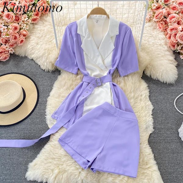 women's tracksuits kimutomo fashion suit 2021 summer notched collar color matching slim short-sleeved shirt high waist wide leg shorts, Gray
women's tracksuits kimutomo fashion suit 2021 summer notched collar color matching slim short-sleeved shirt high waist wide leg shorts, Gray