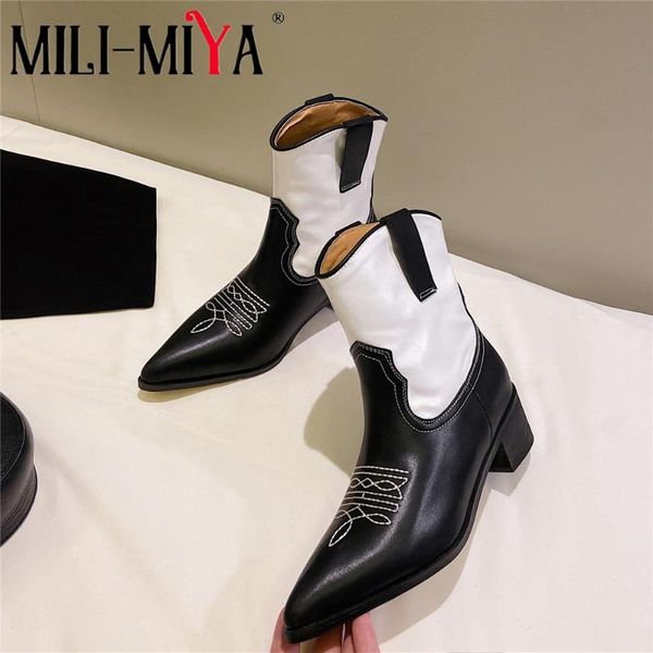 boots mili-miya women cow leather ankle classic design slip-on pointed toe square heels motorcycle size 34-40, Black
boots mili-miya women cow leather ankle classic design slip-on pointed toe square heels motorcycle size 34-40, Black