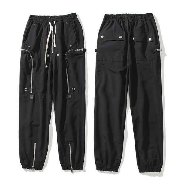 men's pants ro style high street dark functional zipper trousers drawstring elastic casual slim trousers, Black
men's pants ro style high street dark functional zipper trousers drawstring elastic casual slim trousers, Black