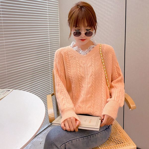 women's sweaters jerseys with v-cleavage knitted or crocheted, casual pink lace nightgown, long sleeves, crocheted pull jumpers, women&, White;black
women's sweaters jerseys with v-cleavage knitted or crocheted, casual pink lace nightgown, long sleeves, crocheted pull jumpers, women&, White;black
