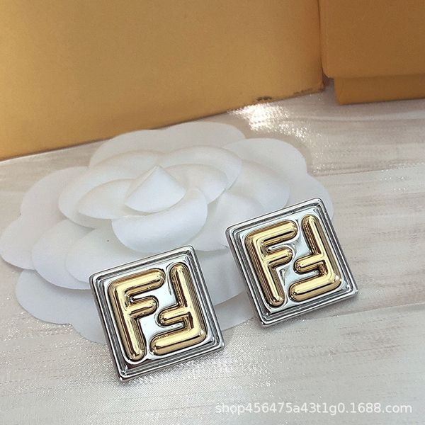 21 new fenjia simple f letter earrings s925 silver needle geometric square cool wind earrings women's trend, Golden
21 new fenjia simple f letter earrings s925 silver needle geometric square cool wind earrings women's trend, Golden
