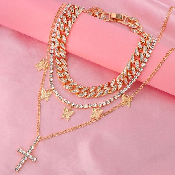 punk crystal butterfly cross cuban choker necklace for women golden iced out rhinestone tennis chain necklaces fashion jewelry pendant, Silver
punk crystal butterfly cross cuban choker necklace for women golden iced out rhinestone tennis chain necklaces fashion jewelry pendant, Silver