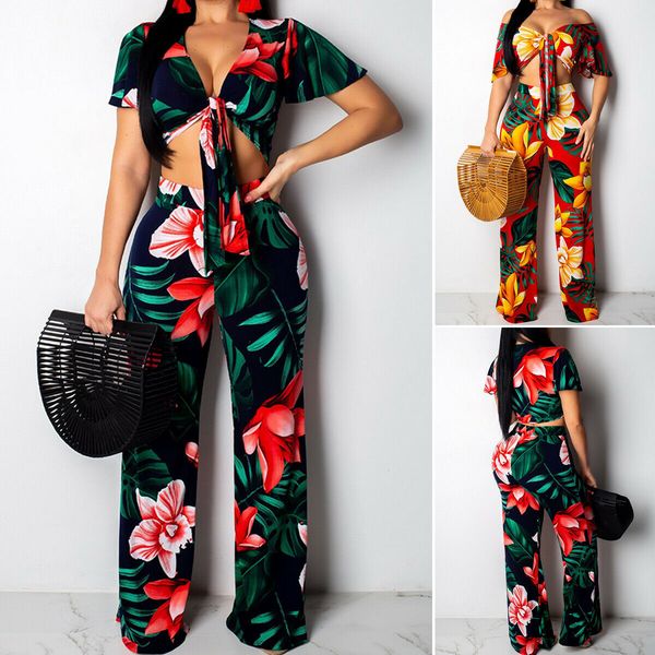 2pc fashion women floral v-neck crop stretch wide leg trousers pants casual holiday ladies clothes set new, Black;white
2pc fashion women floral v-neck crop stretch wide leg trousers pants casual holiday ladies clothes set new, Black;white