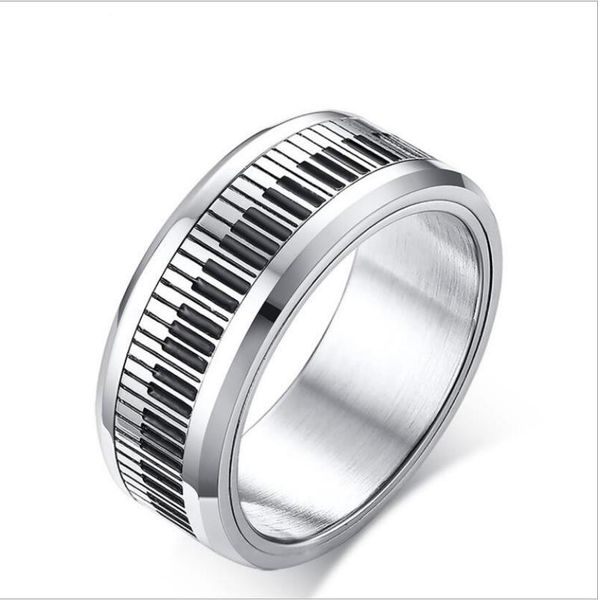 cluster rings stainless steel black and white piano keys rotatable ring literary temperament men, Golden;silver
cluster rings stainless steel black and white piano keys rotatable ring literary temperament men, Golden;silver