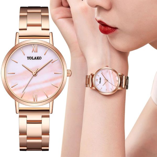 wristwatches 2021 yolako women marble dial roma numbers watches luxury rose gold stainless steel quartz montre femme, Slivery;brown
wristwatches 2021 yolako women marble dial roma numbers watches luxury rose gold stainless steel quartz montre femme, Slivery;brown