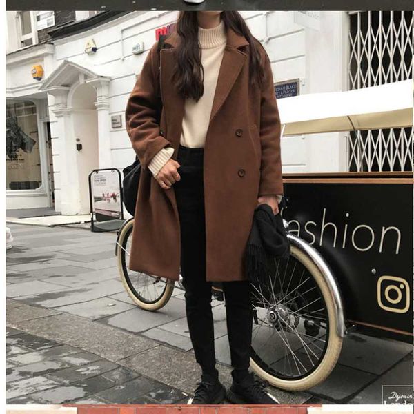 women's wool & blends autumn winter women woolen jacket warm turn down collar fashion long-sleeve casual female solid color loose mid-l, Black
women's wool & blends autumn winter women woolen jacket warm turn down collar fashion long-sleeve casual female solid color loose mid-l, Black