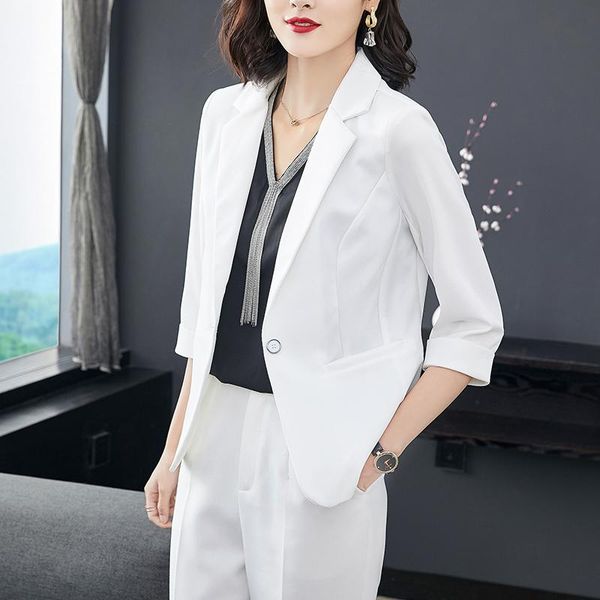 women's suits & blazers fashionable seven - quarter sleeves casual simple white suit for ladies, White;black
women's suits & blazers fashionable seven - quarter sleeves casual simple white suit for ladies, White;black