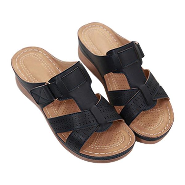 1pair cross tie home summer women slipper wedge heel wear resistant non slip beach casual open toe breathable thick sole party slippers, Black
1pair cross tie home summer women slipper wedge heel wear resistant non slip beach casual open toe breathable thick sole party slippers, Black