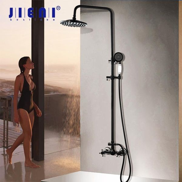 jieni black bathroom shower set shower head 2 handles wall mounted ceramic style heldhead faucet set bathtub mixer tap
jieni black bathroom shower set shower head 2 handles wall mounted ceramic style heldhead faucet set bathtub mixer tap