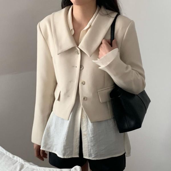 women's suits & blazers 2021 autumn korean women fashion jackets turn-down collar single breasted crop blazer coat solid all-match eleg, White;black
women's suits & blazers 2021 autumn korean women fashion jackets turn-down collar single breasted crop blazer coat solid all-match eleg, White;black