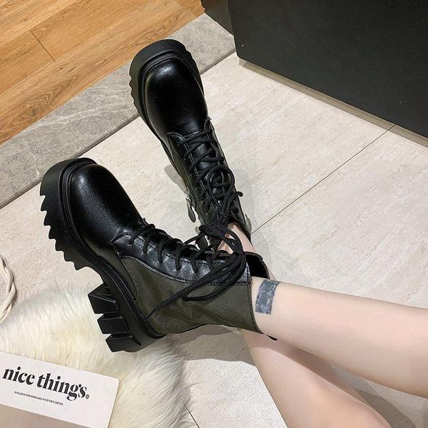 boots woman leather ankle fashion shoes short winter warm platform heel footwear thick sole motorcycle, Black
boots woman leather ankle fashion shoes short winter warm platform heel footwear thick sole motorcycle, Black