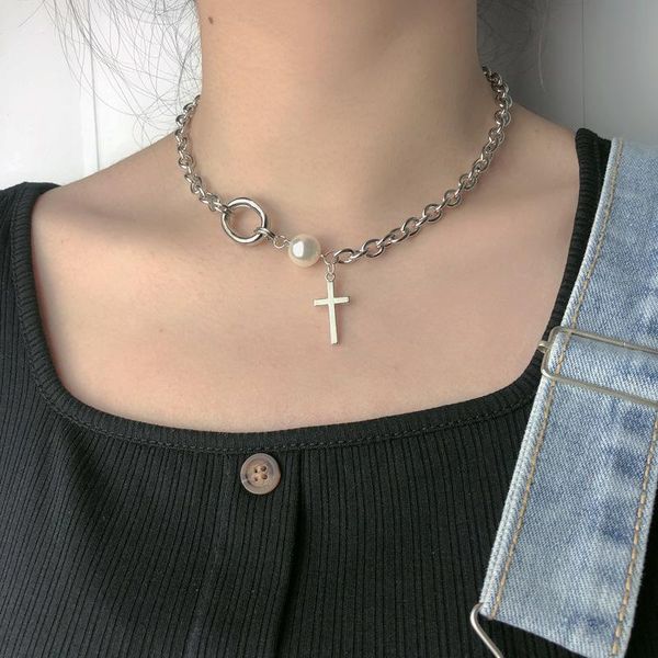 steampunk cross circle pendant street necklaces 2021 gothic hip hop imitation pearl clavicle chain necklace women jewelry, Silver
steampunk cross circle pendant street necklaces 2021 gothic hip hop imitation pearl clavicle chain necklace women jewelry, Silver
