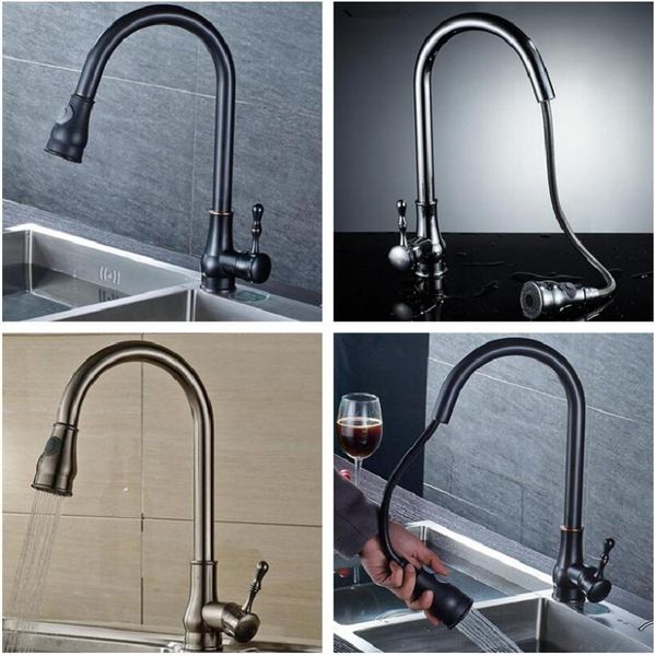 kitchen faucets three colors: brushed/black/chrome pull down faucet solid brass swivel out spray sink mixer tap water
kitchen faucets three colors: brushed/black/chrome pull down faucet solid brass swivel out spray sink mixer tap water