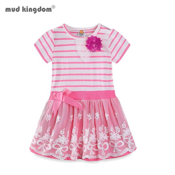 mudkingdom girls dress short sleeves mesh embroidered flower stripes kids summer clothes 210615, Red;yellow
mudkingdom girls dress short sleeves mesh embroidered flower stripes kids summer clothes 210615, Red;yellow