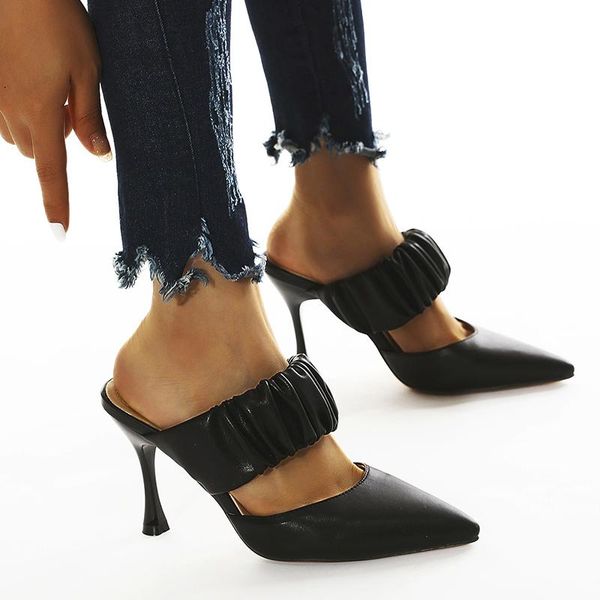 summer fashion women closed toe slides mules 9cm thin high heels slippers lady black stripper party shoes
summer fashion women closed toe slides mules 9cm thin high heels slippers lady black stripper party shoes