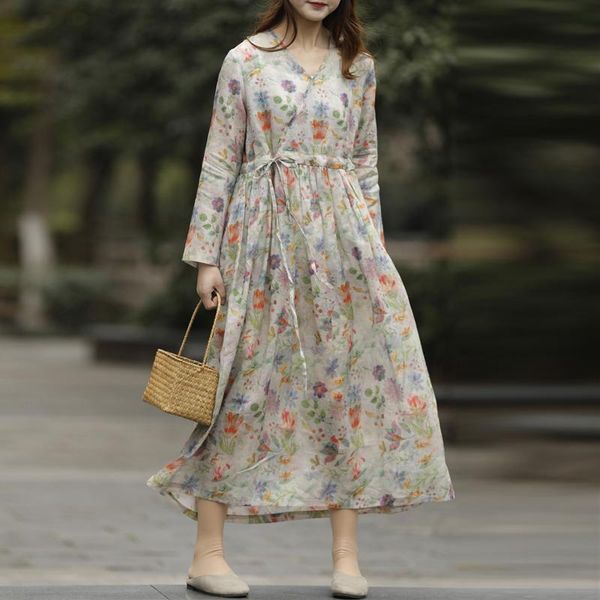 casual dresses fairynatural ladies bandage high waist v-neck long sleeve quality women print floral retro robes 2021 spring, Black;gray
casual dresses fairynatural ladies bandage high waist v-neck long sleeve quality women print floral retro robes 2021 spring, Black;gray
