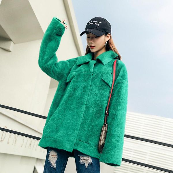 women's fur & faux coat plush jacket fashion winter women mink elegant teddy bear slim female solid short, Black
women's fur & faux coat plush jacket fashion winter women mink elegant teddy bear slim female solid short, Black