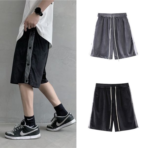 ins high street contrast stitching side stripe breasted suede capris men's and women's loose pair shorts, White;black
ins high street contrast stitching side stripe breasted suede capris men's and women's loose pair shorts, White;black