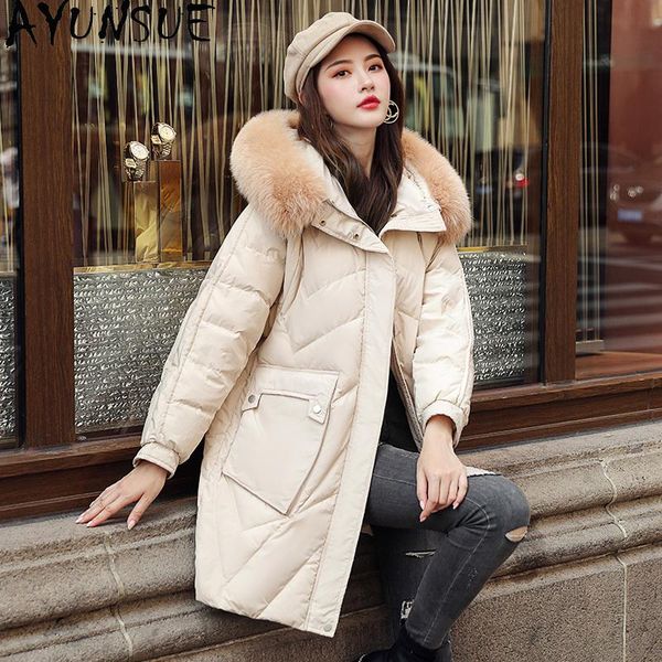 real fur collar women's down jacket fashion coats big pocket female winter parkas ropa zjt198 &, Black
real fur collar women's down jacket fashion coats big pocket female winter parkas ropa zjt198 &, Black