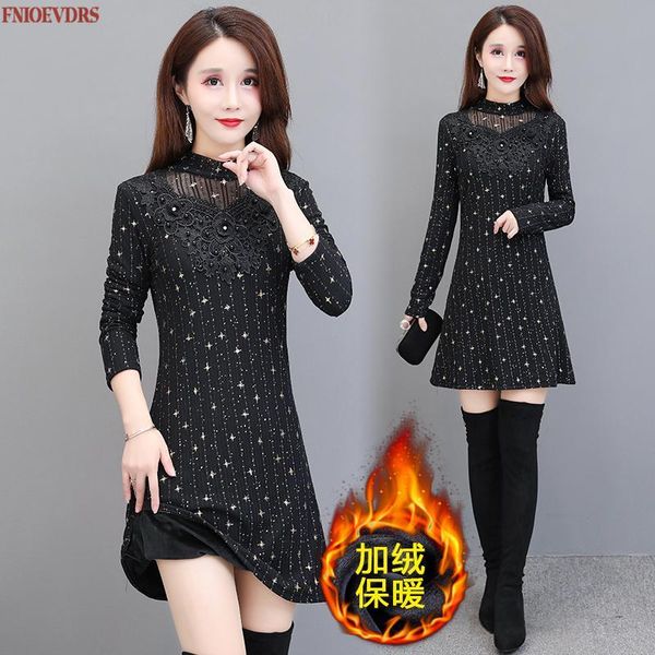casual dresses women winter basic wear elegant office lady plus size solid color warm velvet inside lace bling sequied black mini dress, Black;gray
casual dresses women winter basic wear elegant office lady plus size solid color warm velvet inside lace bling sequied black mini dress, Black;gray