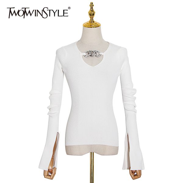 sequined black pullovers for women v neck flare sleeve side slit slim knitwear female autumn fashion 210524, White
sequined black pullovers for women v neck flare sleeve side slit slim knitwear female autumn fashion 210524, White