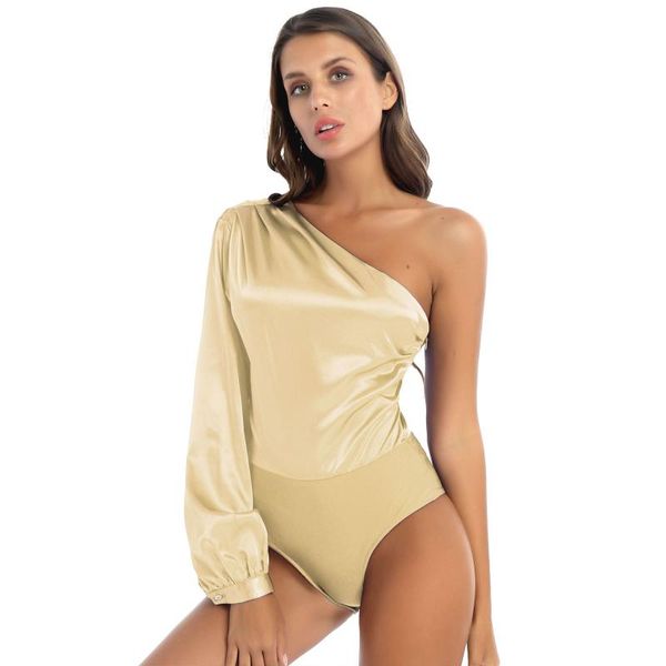 women's t-shirt bodysuit women fashion one shoulder long sleeve romper overalls plus size satin blouse side zipper office lady ruched s, White
women's t-shirt bodysuit women fashion one shoulder long sleeve romper overalls plus size satin blouse side zipper office lady ruched s, White