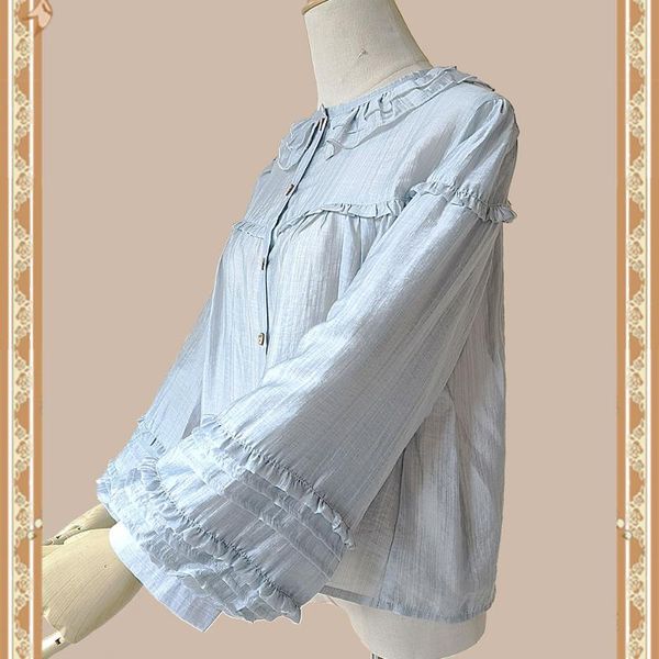 women's blouses & shirts picnic season ~ sweet gray blue lolita blouse long lantern sleeve by infanta, White
women's blouses & shirts picnic season ~ sweet gray blue lolita blouse long lantern sleeve by infanta, White