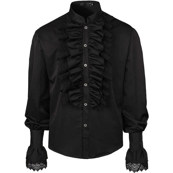 men's casual shirts victorian stand collar long sleeves mens shirt steampunk medieval cosplay costumes vintage plus size gothic clothi, White;black
men's casual shirts victorian stand collar long sleeves mens shirt steampunk medieval cosplay costumes vintage plus size gothic clothi, White;black