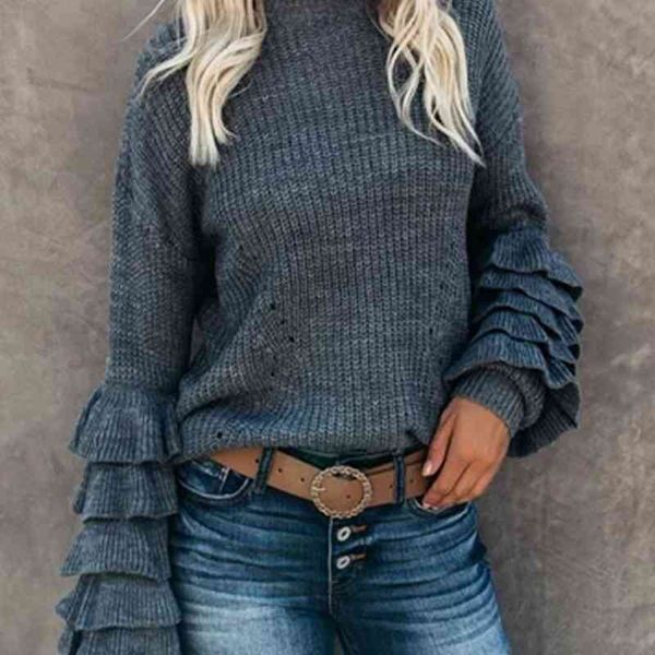 women winter knitting ruffles sweater loose flared sleeve pullover female casual party knit 's jump 210603, White;black
women winter knitting ruffles sweater loose flared sleeve pullover female casual party knit 's jump 210603, White;black