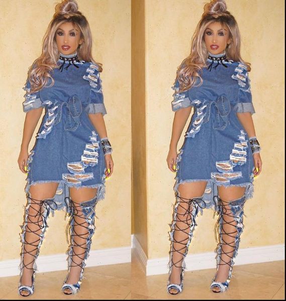 stylish ripped denim broken holes womens dress blue mini dark cut hollow out sashes, Black;gray
stylish ripped denim broken holes womens dress blue mini dark cut hollow out sashes, Black;gray