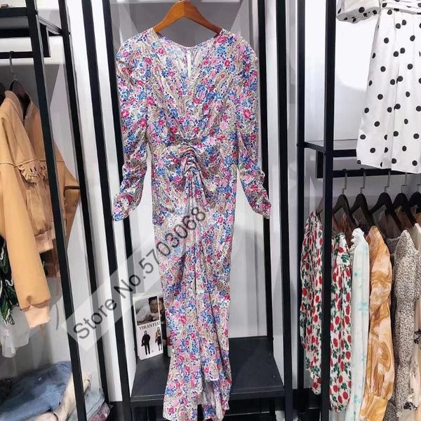 casual dresses ladies silk v neck floral printed gathering waist midi dress, Black;gray
casual dresses ladies silk v neck floral printed gathering waist midi dress, Black;gray