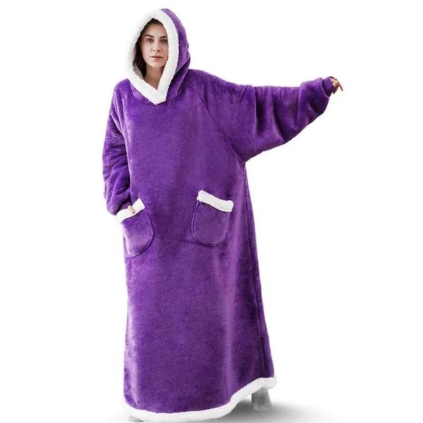 women's suits & blazers super long flannel blanket with sleeves winter oversized hoodies sweatshirt women men pullover giant tv hoodie, White;black 
women's suits & blazers super long flannel blanket with sleeves winter oversized hoodies sweatshirt women men pullover giant tv hoodie, White;black