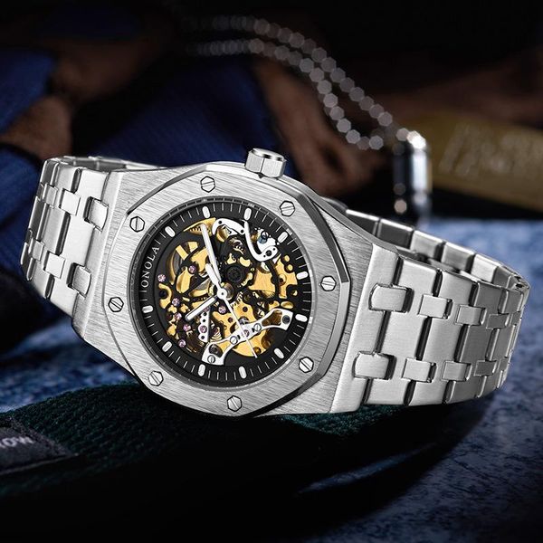 forsining stainless steel waterproof automatic watch men skeleton silver mechanical mens watches clock wristwatches, Slivery;brown
forsining stainless steel waterproof automatic watch men skeleton silver mechanical mens watches clock wristwatches, Slivery;brown