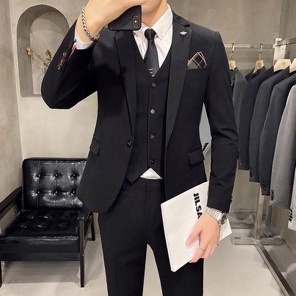 men's suits & blazers ( jacket + vest pants )2021korean men clothing spring autumn fashion casual business solid color 3 piece suit, White;black
men's suits & blazers ( jacket + vest pants )2021korean men clothing spring autumn fashion casual business solid color 3 piece suit, White;black