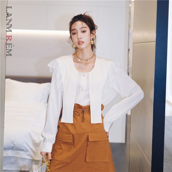 women white lace large size blouse o-neck long sleeve loose fit shirt fashion spring autumn 2f0022 210507
women white lace large size blouse o-neck long sleeve loose fit shirt fashion spring autumn 2f0022 210507