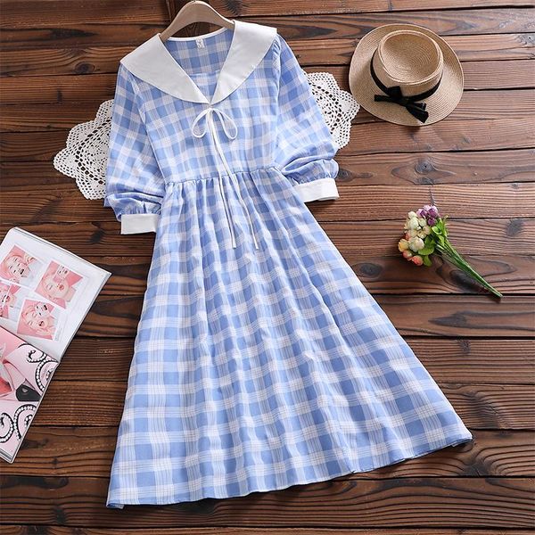 casual dresses mori girl cute sweet plaid dress japan style autumn fashion arrival bow long sleeve women vestidos, Black;gray
casual dresses mori girl cute sweet plaid dress japan style autumn fashion arrival bow long sleeve women vestidos, Black;gray