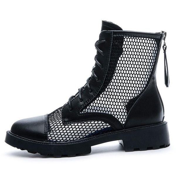 boots women hollow summer european style genuine leather air mesh cutout breathable lace up ankle shoes, Black
boots women hollow summer european style genuine leather air mesh cutout breathable lace up ankle shoes, Black