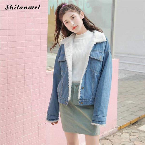 women's jackets denim women coat 2021 autumn winter loose plain dyed solid womens outwear bule korea preppy style wool-lined jacket, Black;brown
women's jackets denim women coat 2021 autumn winter loose plain dyed solid womens outwear bule korea preppy style wool-lined jacket, Black;brown