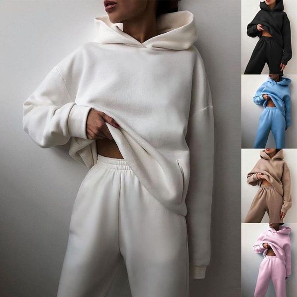 women's hoodies & sweatshirts autumn winter women tracksuit polyester female casual oversized two hoodie piece color long pant sets spo, Black
women's hoodies & sweatshirts autumn winter women tracksuit polyester female casual oversized two hoodie piece color long pant sets spo, Black