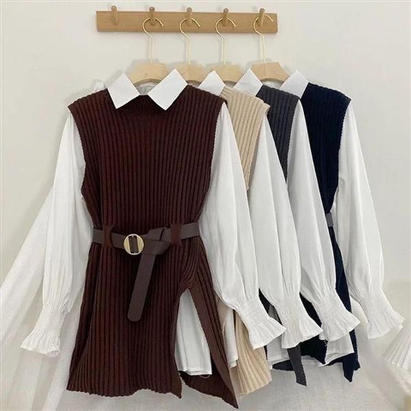 women's vests korean fashion two piese set women chic split slim waist vest solid simple turn down collar blouses elegant suits with be, Black;white
women's vests korean fashion two piese set women chic split slim waist vest solid simple turn down collar blouses elegant suits with be, Black;white