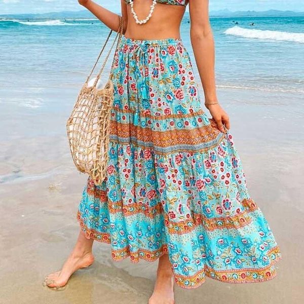 bohemian water floral cotton women skirts elastic waist long spring summer, Black
bohemian water floral cotton women skirts elastic waist long spring summer, Black