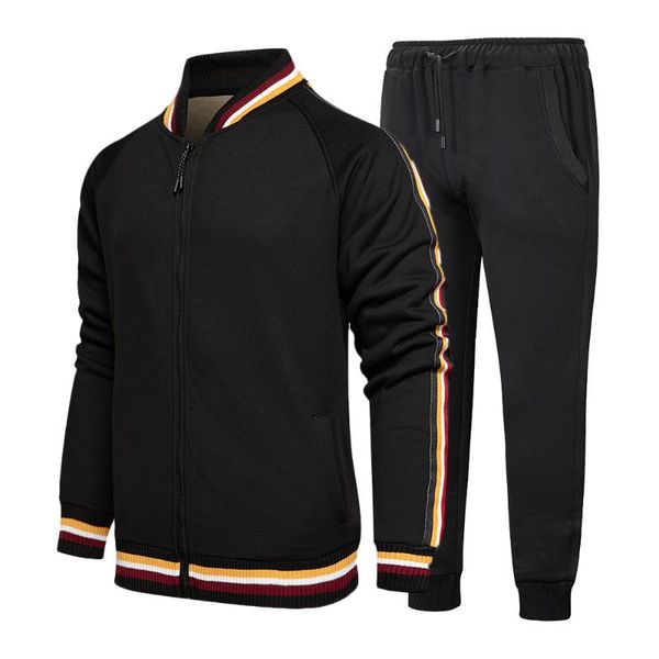 men's tracksuits classic suit cardigan sweater sports baseball collar solid color long-sleeved casual two-piece, Gray
men's tracksuits classic suit cardigan sweater sports baseball collar solid color long-sleeved casual two-piece, Gray