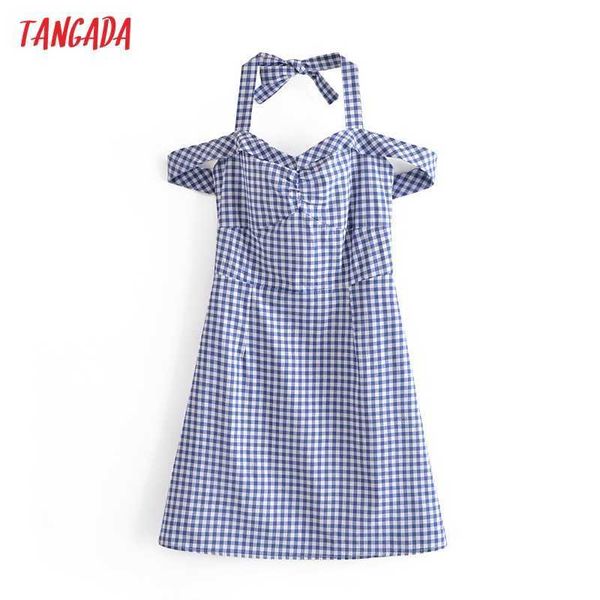 tangada fashion women blue plaid print halter dress sleeveless backless female casual dress 6m30 210609, Black;gray
tangada fashion women blue plaid print halter dress sleeveless backless female casual dress 6m30 210609, Black;gray