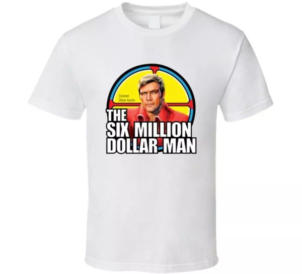 six million dollar man steve austin bionic man tv show fan t shirt, White;black
six million dollar man steve austin bionic man tv show fan t shirt, White;black