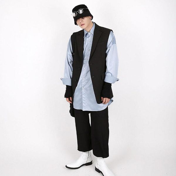 men's vests male japan korea streetwear karajuku blazer vest jacket men retro fashion casual suit coat, Black;white
men's vests male japan korea streetwear karajuku blazer vest jacket men retro fashion casual suit coat, Black;white