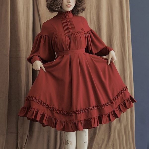 new arrival gothic lolita cute dress japanese soft sister black dresses cotton women princess dress girl harajuku costume 11959, Red
new arrival gothic lolita cute dress japanese soft sister black dresses cotton women princess dress girl harajuku costume 11959, Red